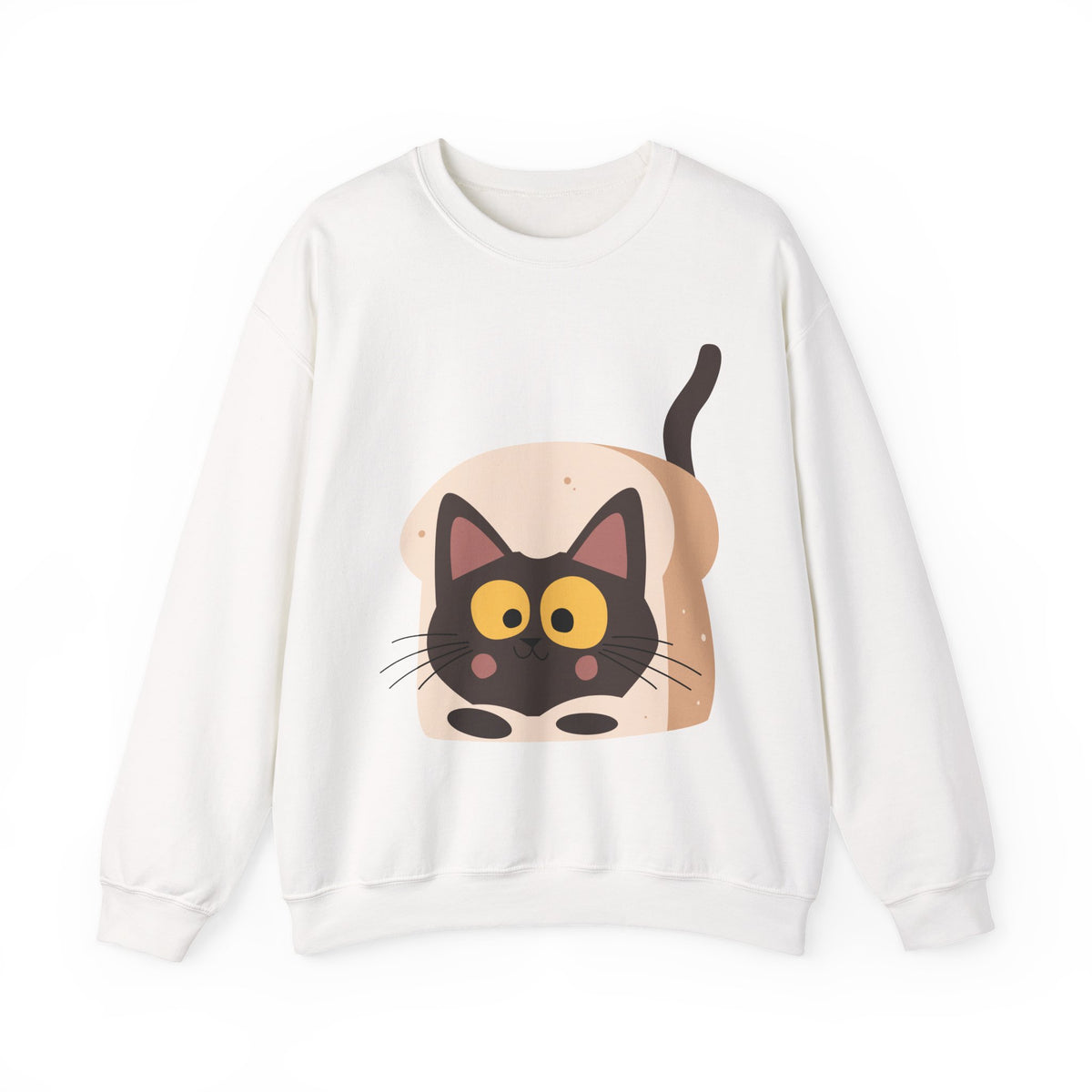 Cute Cartoon Cat Crewneck Sweatshirt — Playful Black Cat Graphic