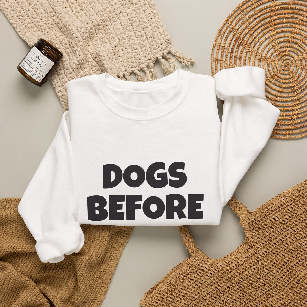 Dogs Before Dudes Sweatshirt — Funny Pet Lover Crewneck