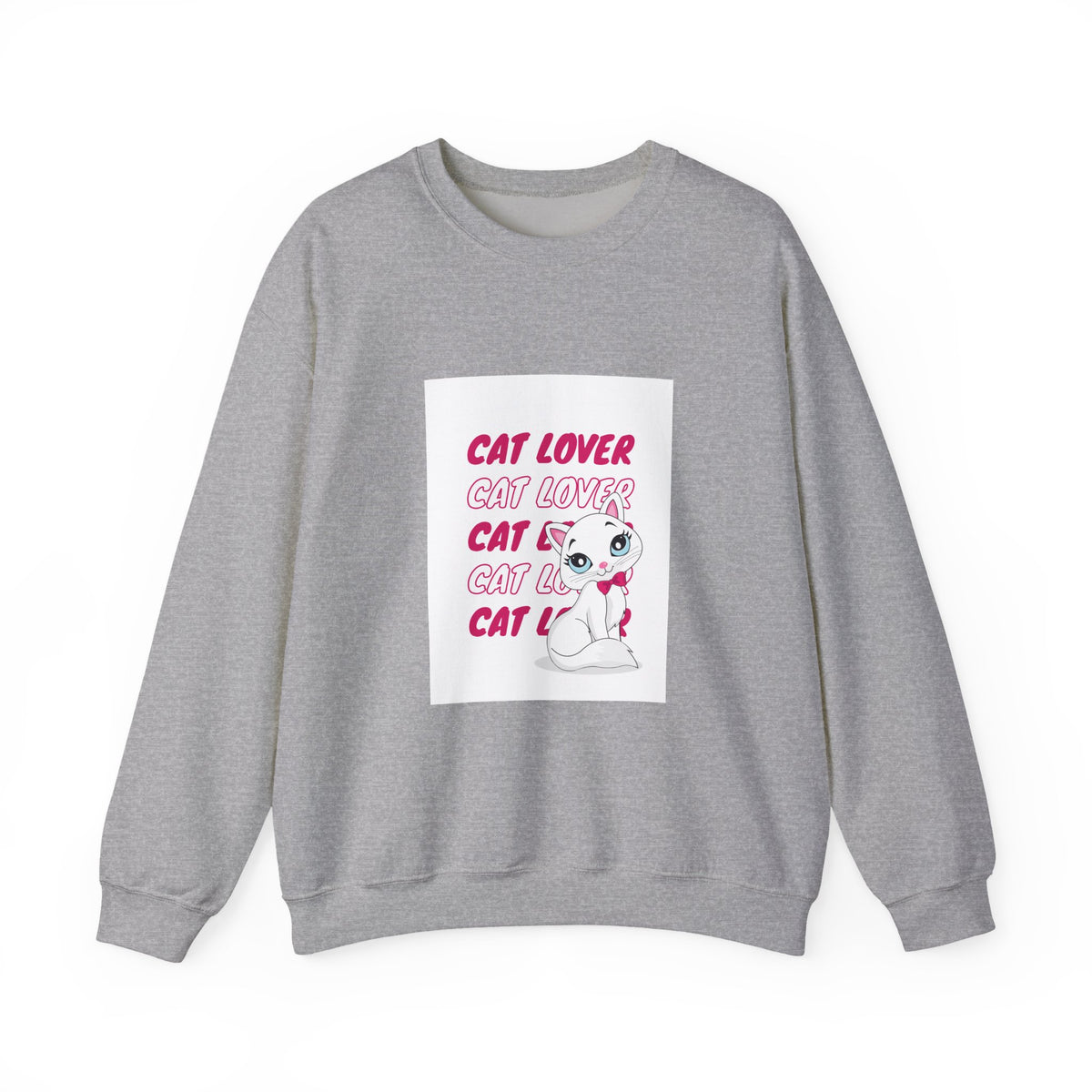 Cat Lover Crewneck Sweatshirt — Cute Pink Kitty Graphic