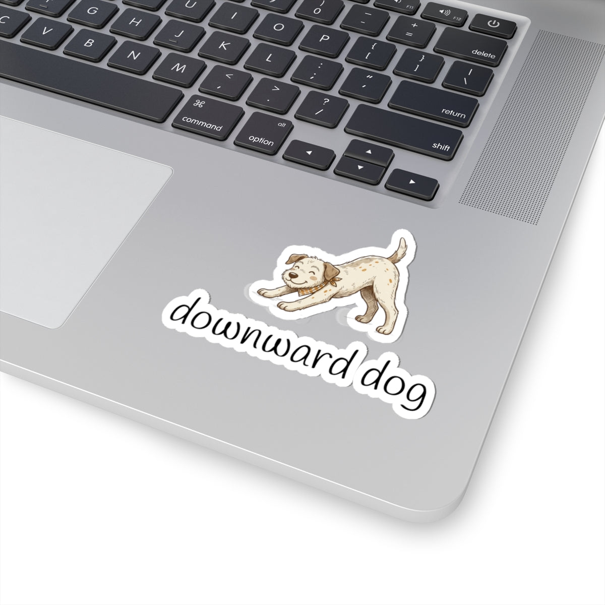 Downward Dog Sticker — Cute Yoga Puppy Kiss-Cut Vinyl Sticker