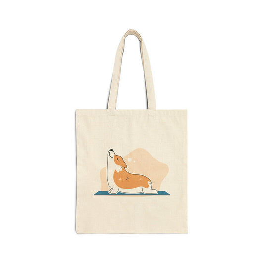 Corgi Yoga Tote Bag — Cute Stretching Dog Canvas Tote