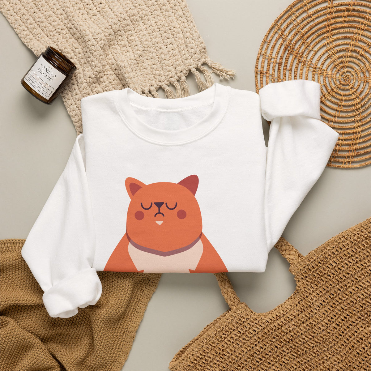 Cat with Mug Crewneck Sweatshirt