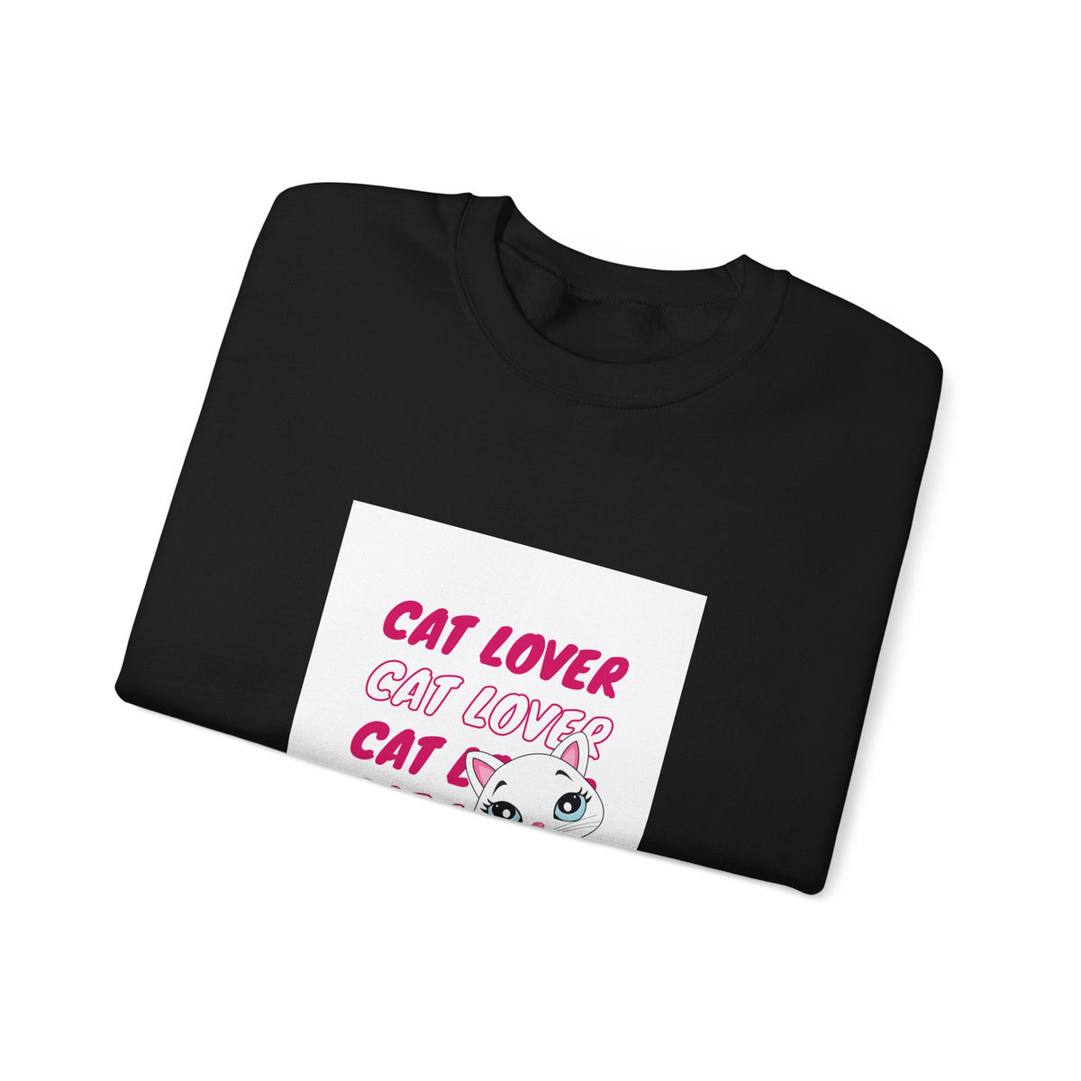 Cat Lover Crewneck Sweatshirt — Cute Pink Kitty Graphic