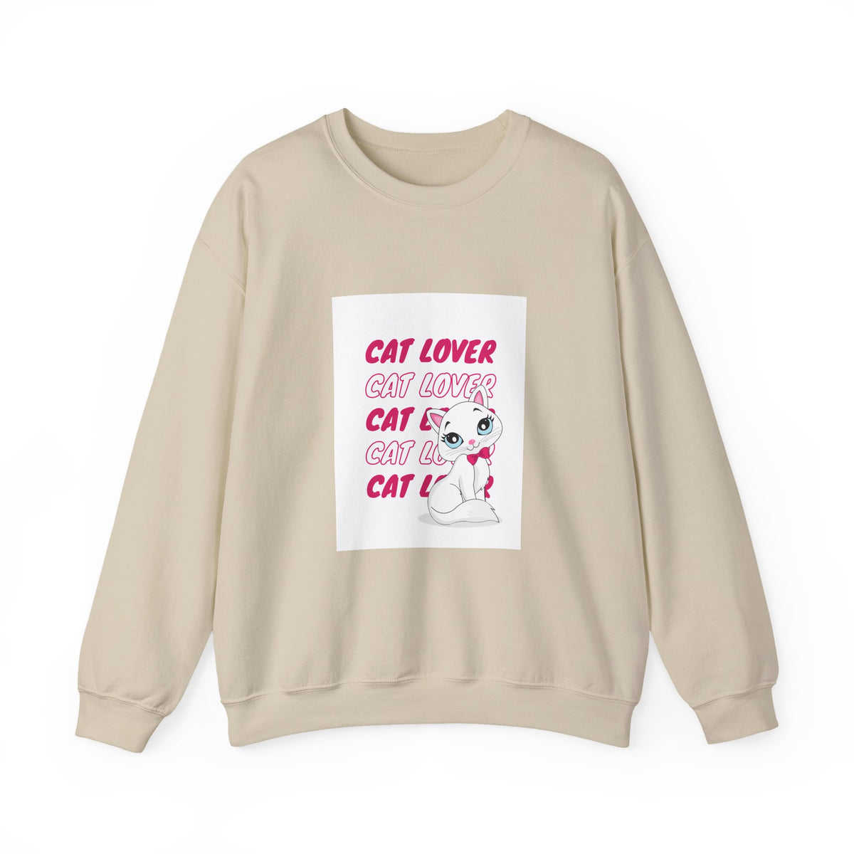 Cat Lover Crewneck Sweatshirt — Cute Pink Kitty Graphic