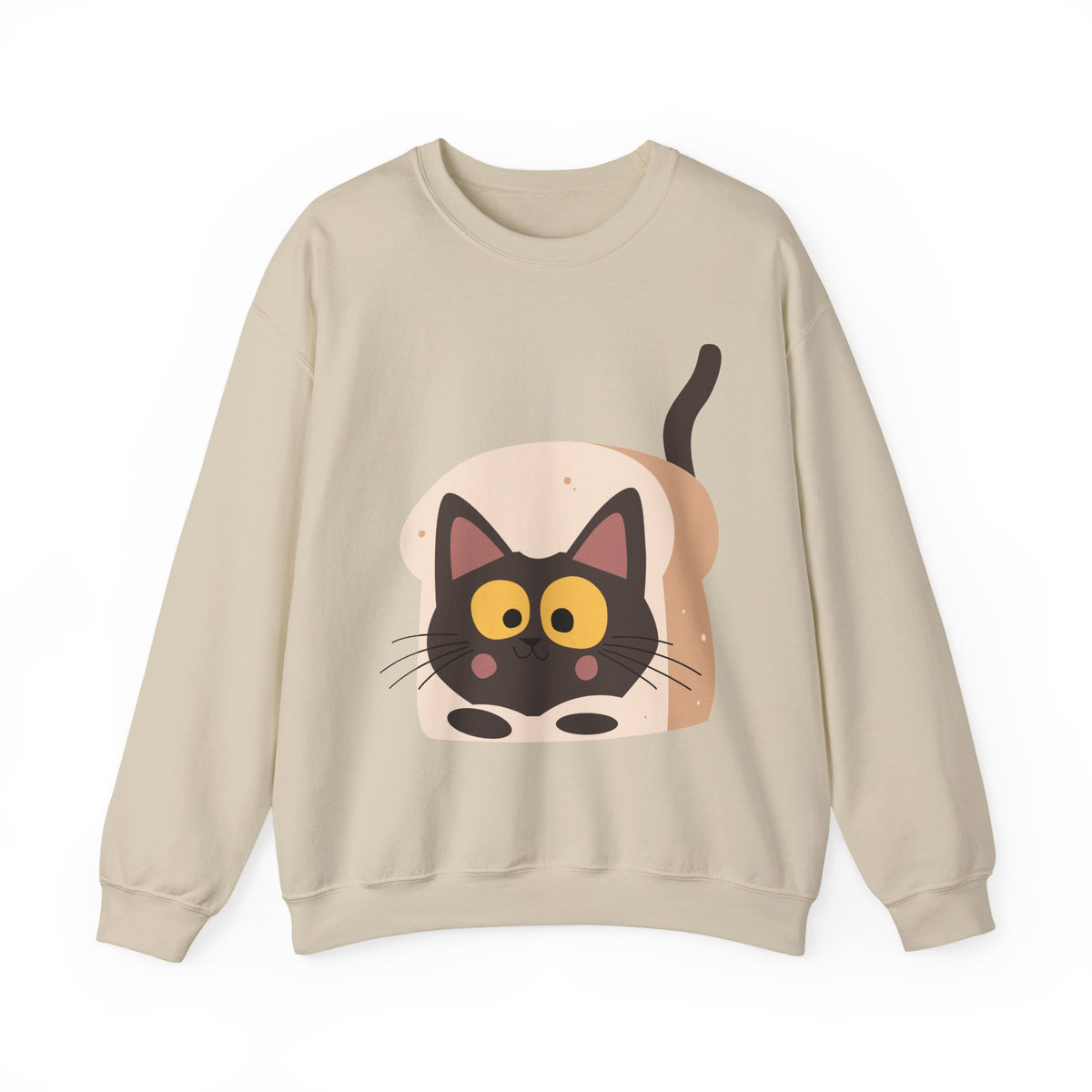 Cute Cartoon Cat Crewneck Sweatshirt — Playful Black Cat Graphic