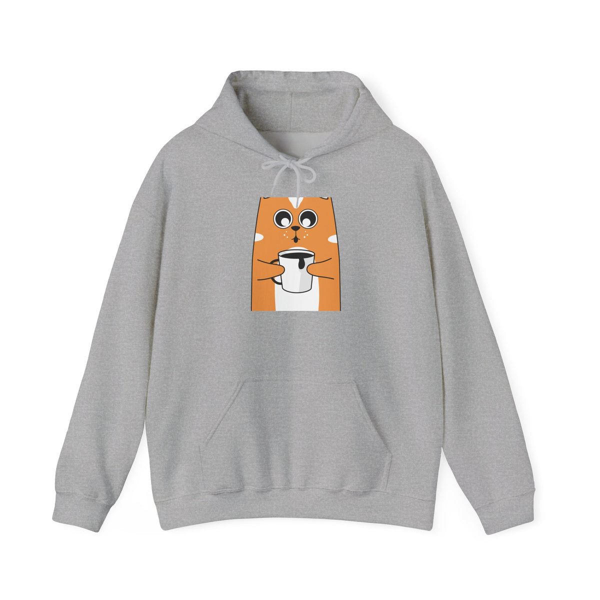 Cute Orange Cat Holding Coffee Hoodie – Kawaii Cat Coffee Lover Sweatshirt
