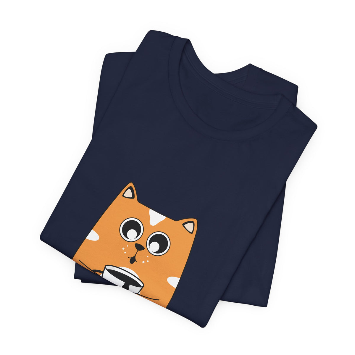 Cat Holding Mug T-Shirt — Cute Coffee Cat Graphic Tee
