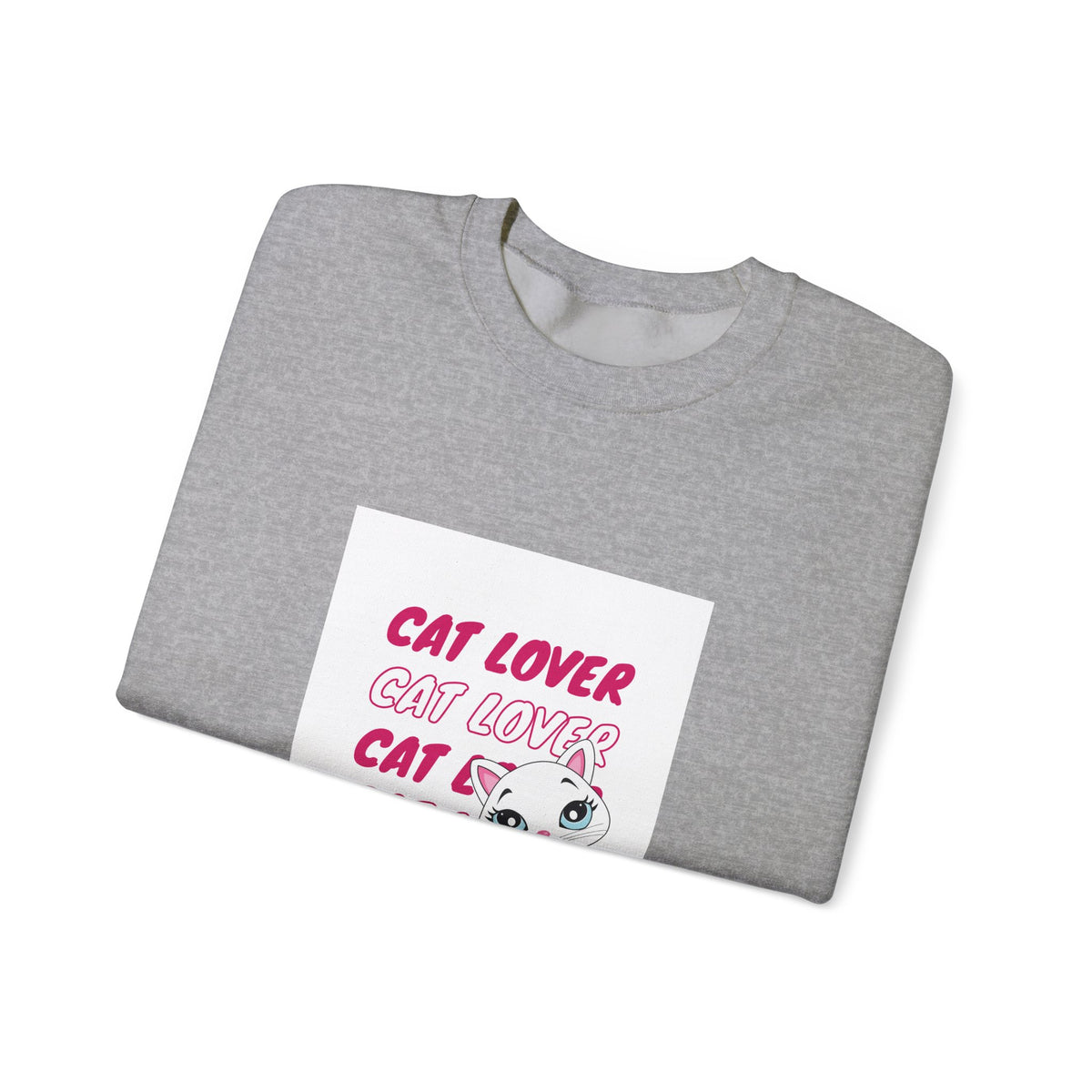 Cat Lover Crewneck Sweatshirt — Cute Pink Kitty Graphic