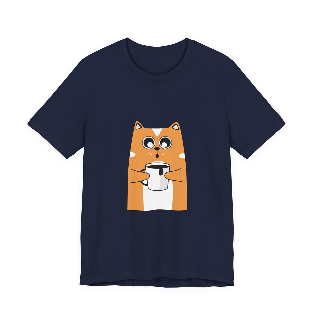 Cat Holding Mug T-Shirt — Cute Coffee Cat Graphic Tee