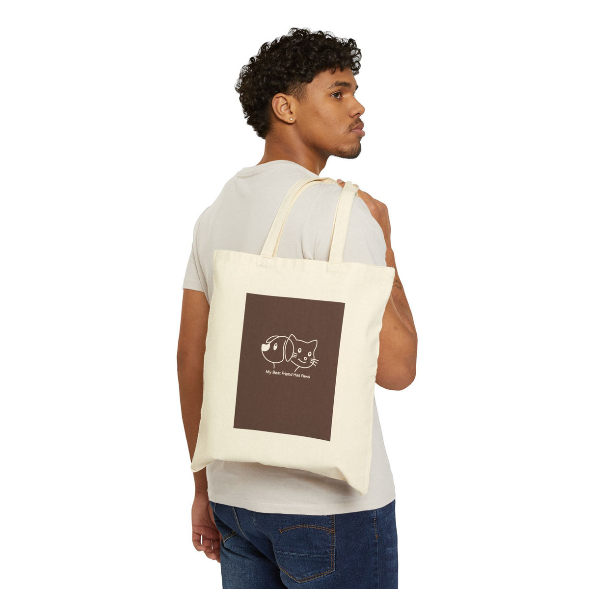 Cat Duo Canvas Tote Bag — 'My Best Friend For Sure' Eco Cotton Shopper