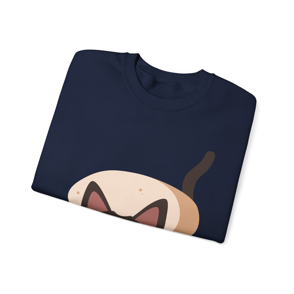 Cute Cartoon Cat Crewneck Sweatshirt — Playful Black Cat Graphic