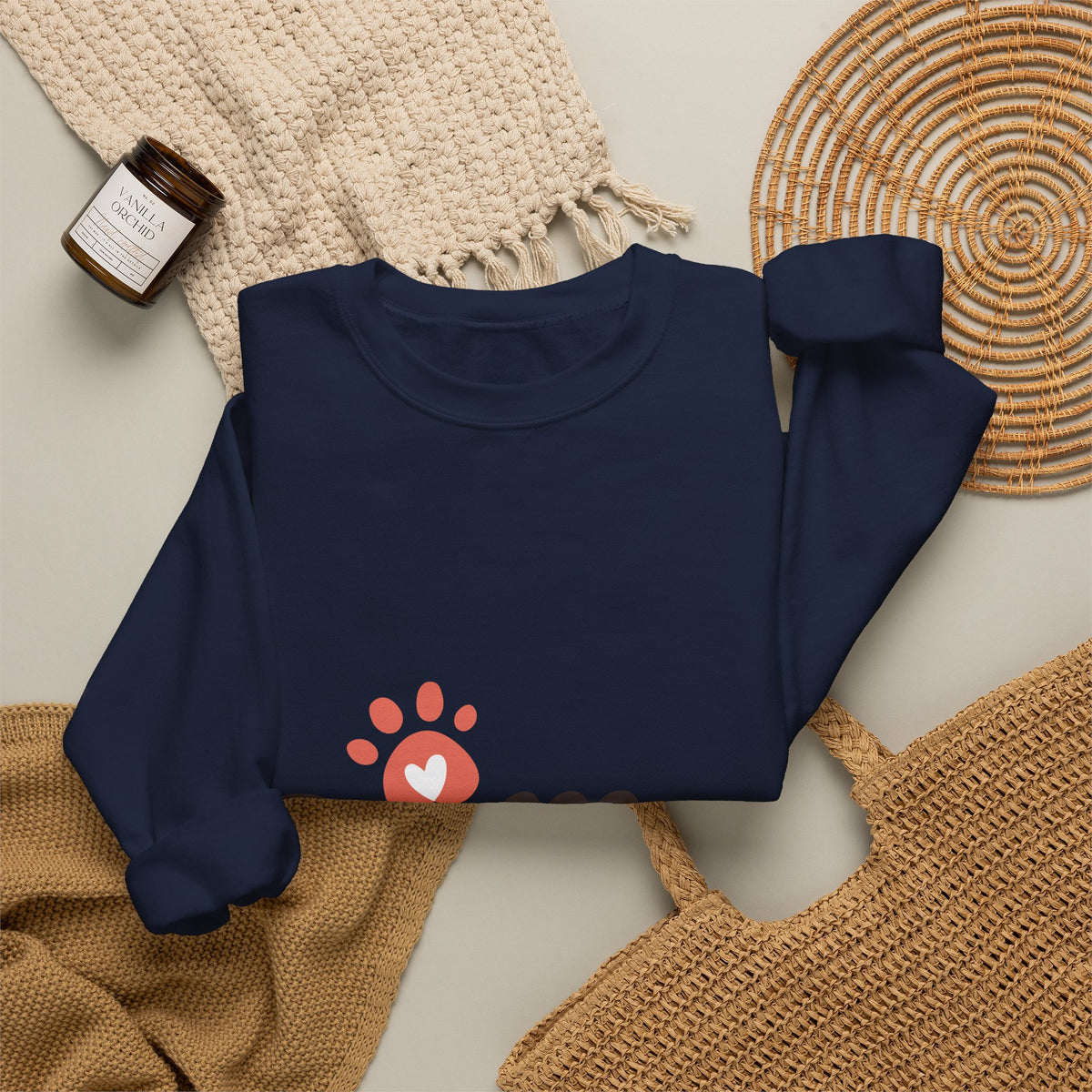 Dog Mom Crewneck Sweatshirt – Cute Paw Print Pullover for Pet Lovers