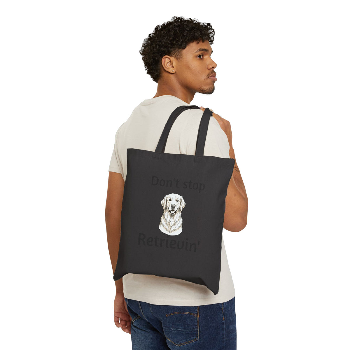 Don't Stop Retrievin' Tote Bag — Funny Golden Retriever Canvas Grocery & Dog Lover Gift