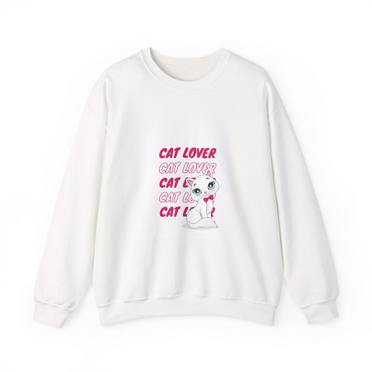 Cat Lover Crewneck Sweatshirt — Cute Pink Kitty Graphic
