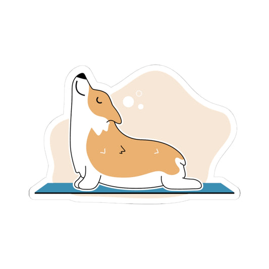 Corgi Yoga Sticker — Cute Stretching Dog Kiss-Cut Vinyl Decal