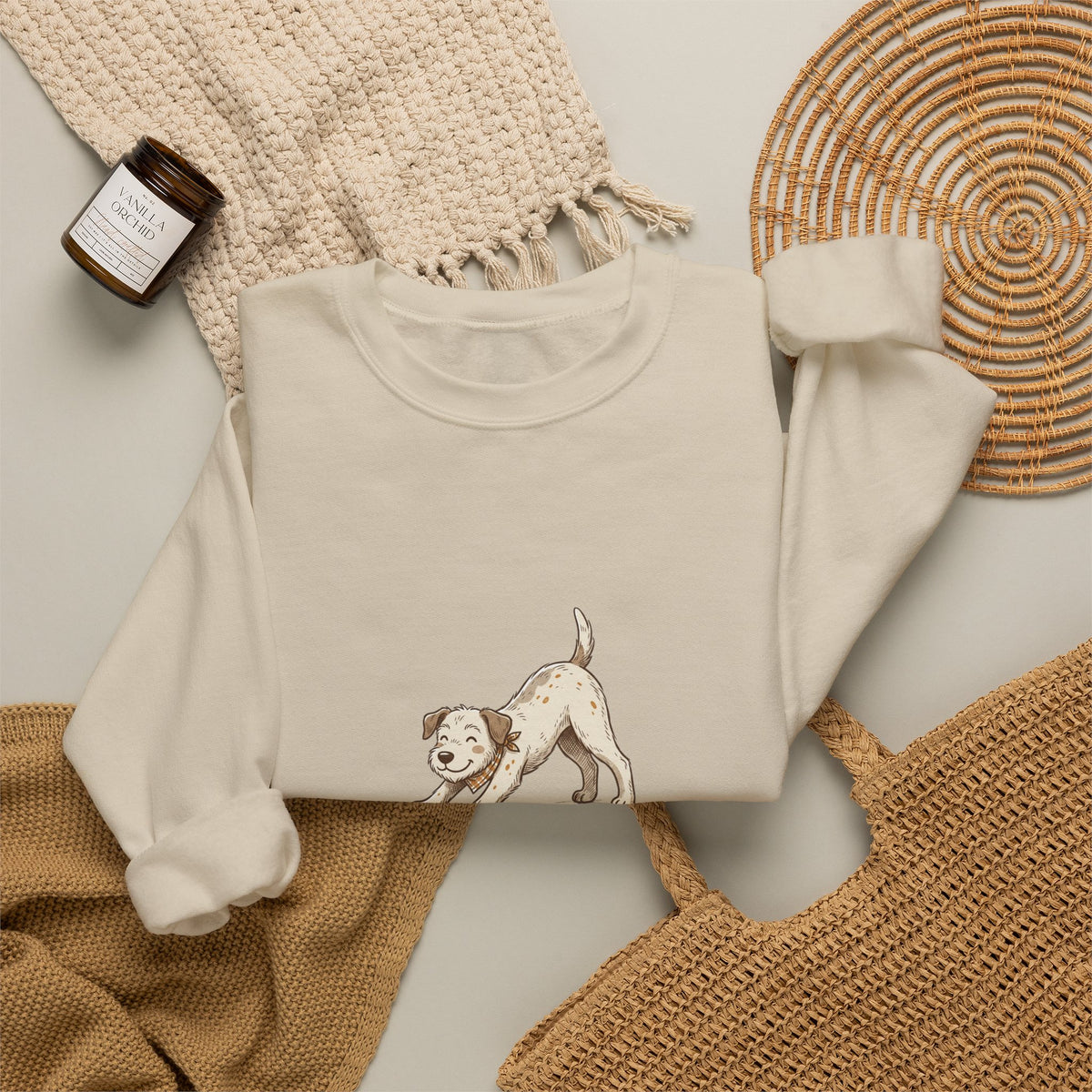 Downward Dog Sweatshirt — Cute Yoga Puppy Graphic Crewneck