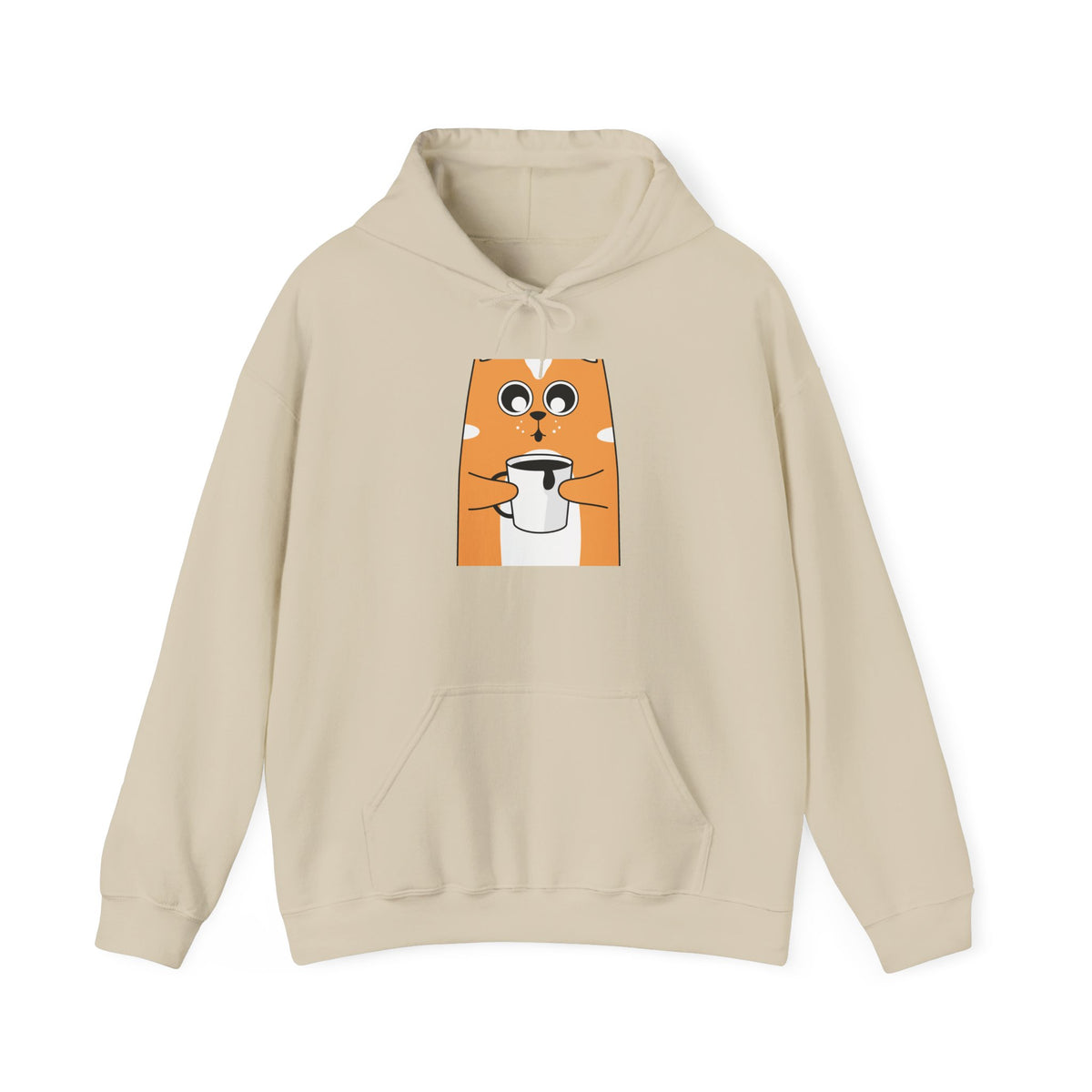 Cute Orange Cat Holding Coffee Hoodie – Kawaii Cat Coffee Lover Sweatshirt