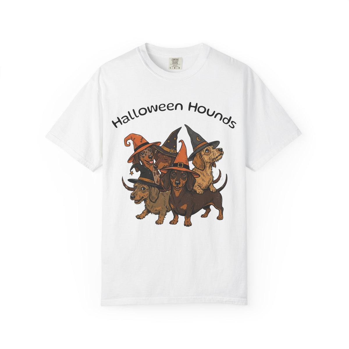 Halloween Hounds T-Shirt – Dachshund Witch Hat Graphic Tee