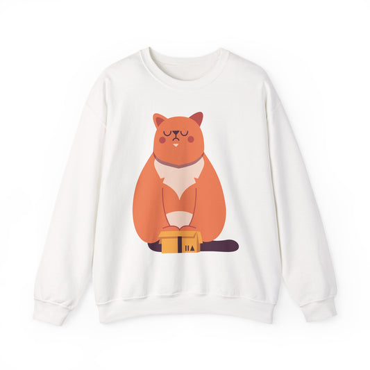 Cat with Mug Crewneck Sweatshirt