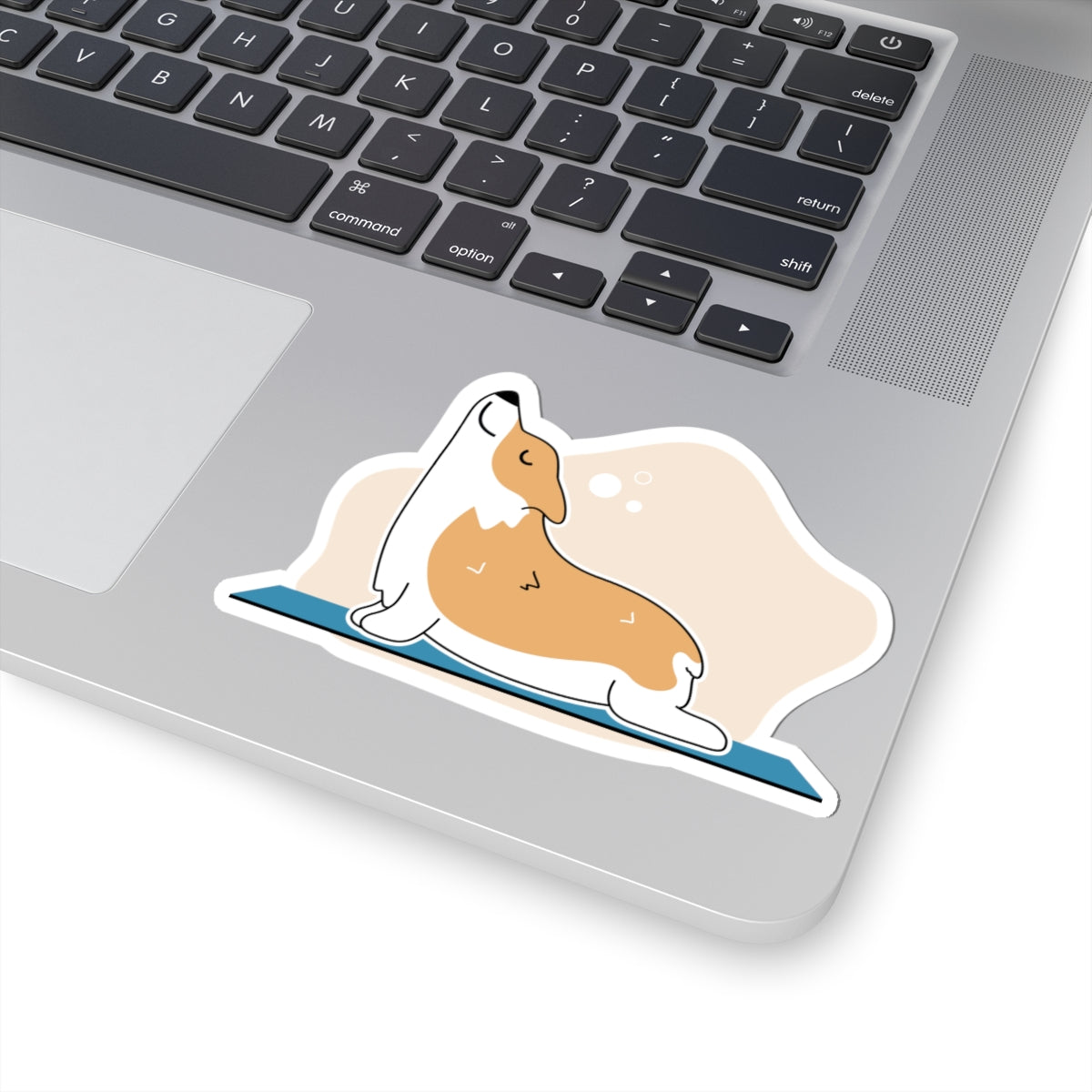 Corgi Yoga Sticker — Cute Stretching Dog Kiss-Cut Vinyl Decal