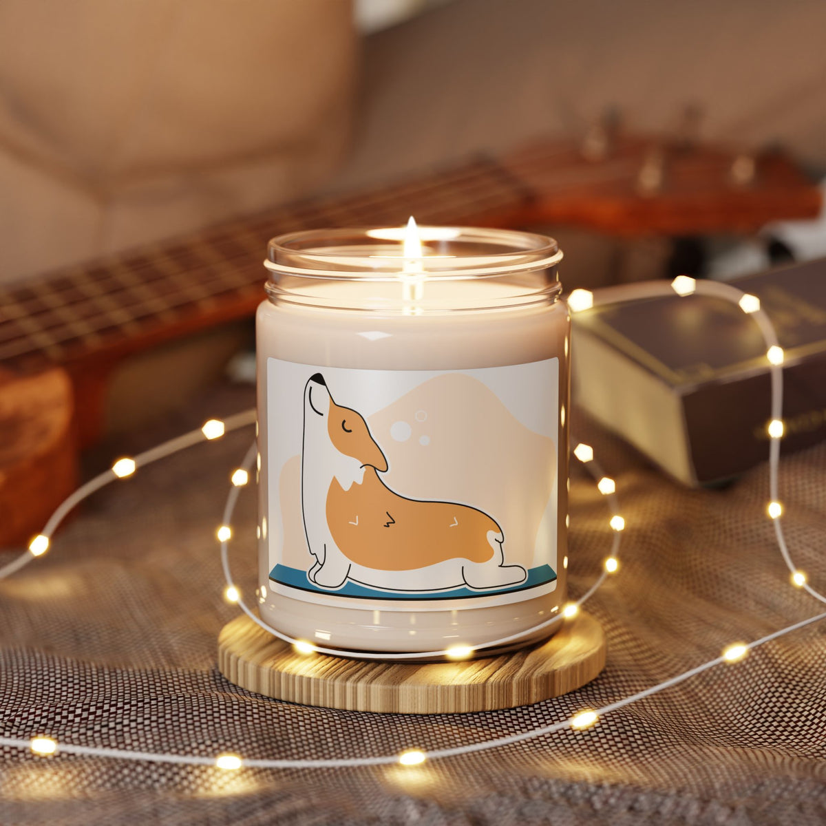 Corgi Stretch Scented Soy Candle — 9oz Relaxing Aromatherapy Jar