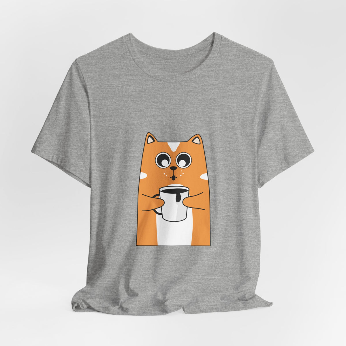 Cat Holding Mug T-Shirt — Cute Coffee Cat Graphic Tee