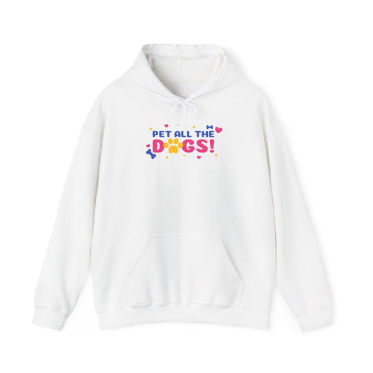 Pet All The Dogs! Cute Dog Lover Hoodie — Colorful Paw Print Design