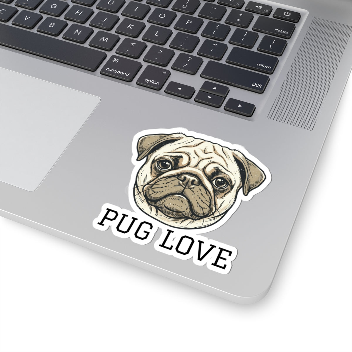 Pug Love Sticker — Kiss-Cut Pug Face Decal