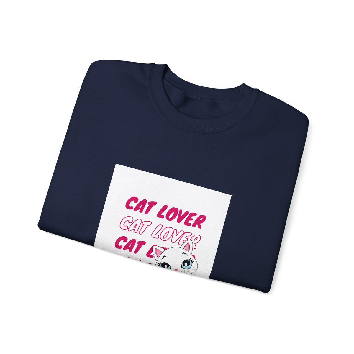 Cat Lover Crewneck Sweatshirt — Cute Pink Kitty Graphic