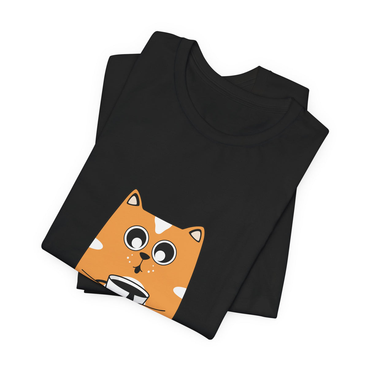 Cat Holding Mug T-Shirt — Cute Coffee Cat Graphic Tee