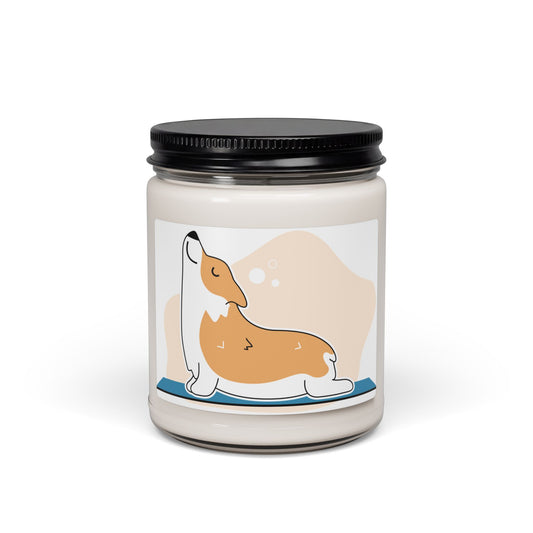 Corgi Stretch Scented Soy Candle — 9oz Relaxing Aromatherapy Jar
