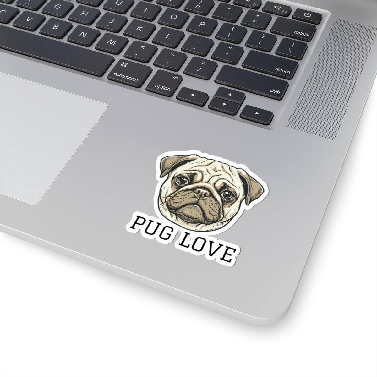 Pug Love Sticker — Kiss-Cut Pug Face Decal