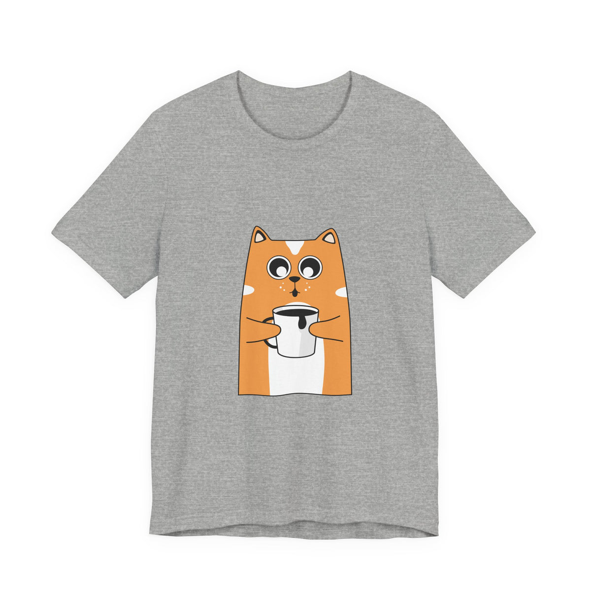 Cat Holding Mug T-Shirt — Cute Coffee Cat Graphic Tee